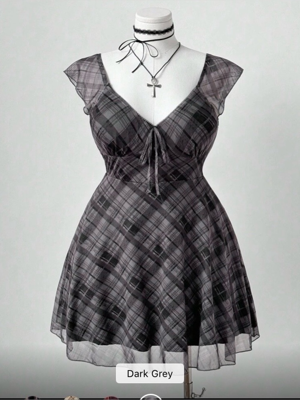 Gray Plaid Mini Dress